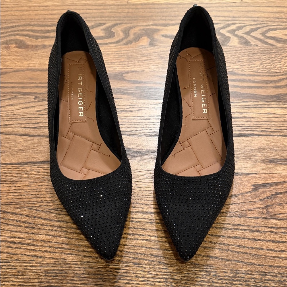 Kurt Geiger Black Studded Flats